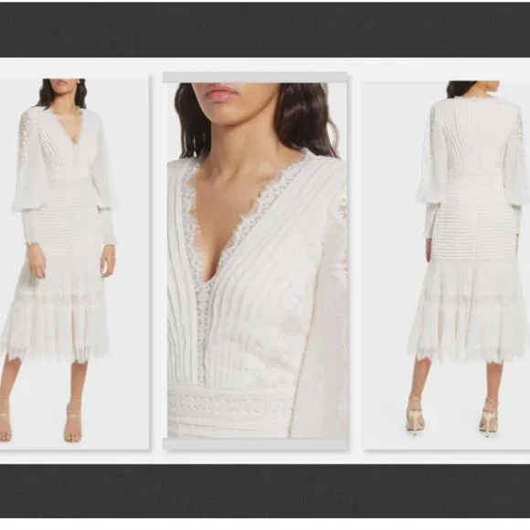 Tadashi Shoji | Dresses | Nwt 438 Tadashi Shoji Lace Pintuck Long Sleeve  Cocktail Dress Size 8 | Poshmark